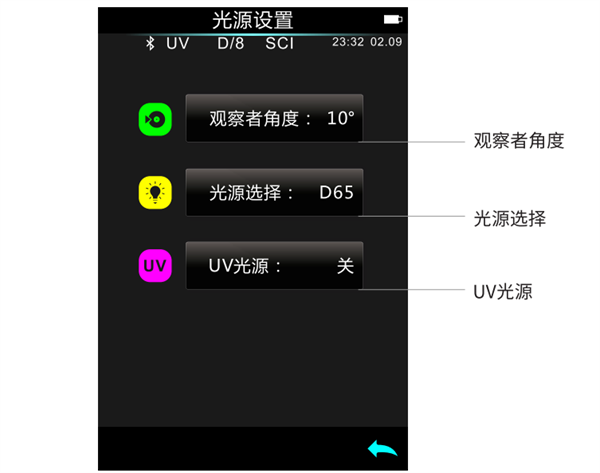 色差儀光源設(shè)置界面