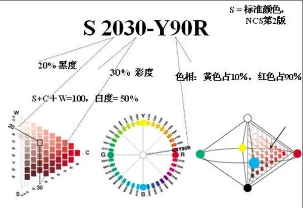 NCS顏色立體的垂直剖面圖