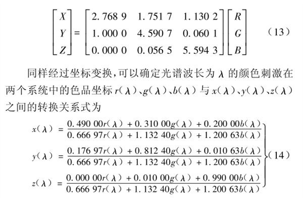 CIE1931 RGB系統(tǒng)和CIE1931 XYZ系統(tǒng)的轉(zhuǎn)換4